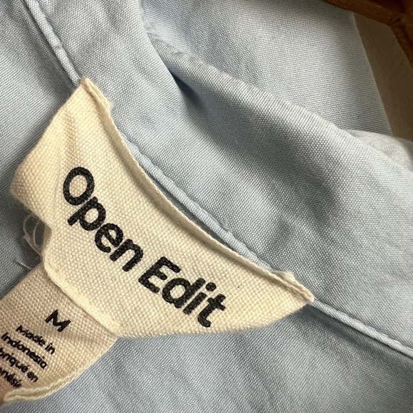 Open Edit Poplin Crop Button-Up Shirt in Blue Kentucky Size Medium - Picture 2 of 7